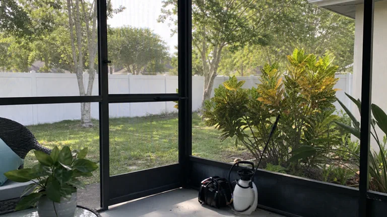 Screened patio mosquito treatment preparation in Brevard County