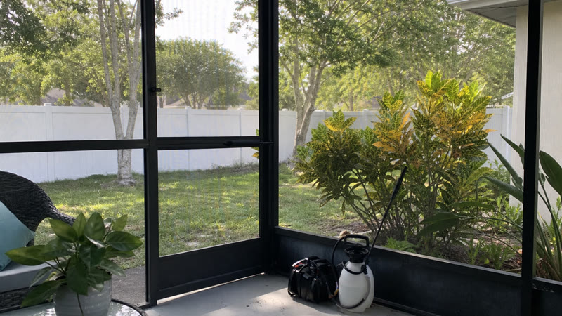 Screened patio mosquito treatment preparation in Brevard County